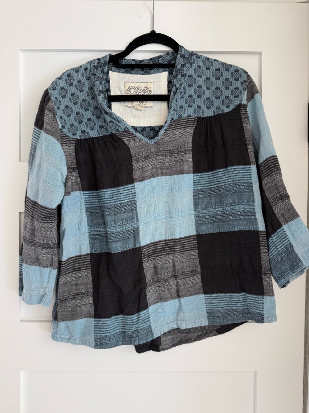 Ace and Jig Carolina color  way Patchwork V-Neck
